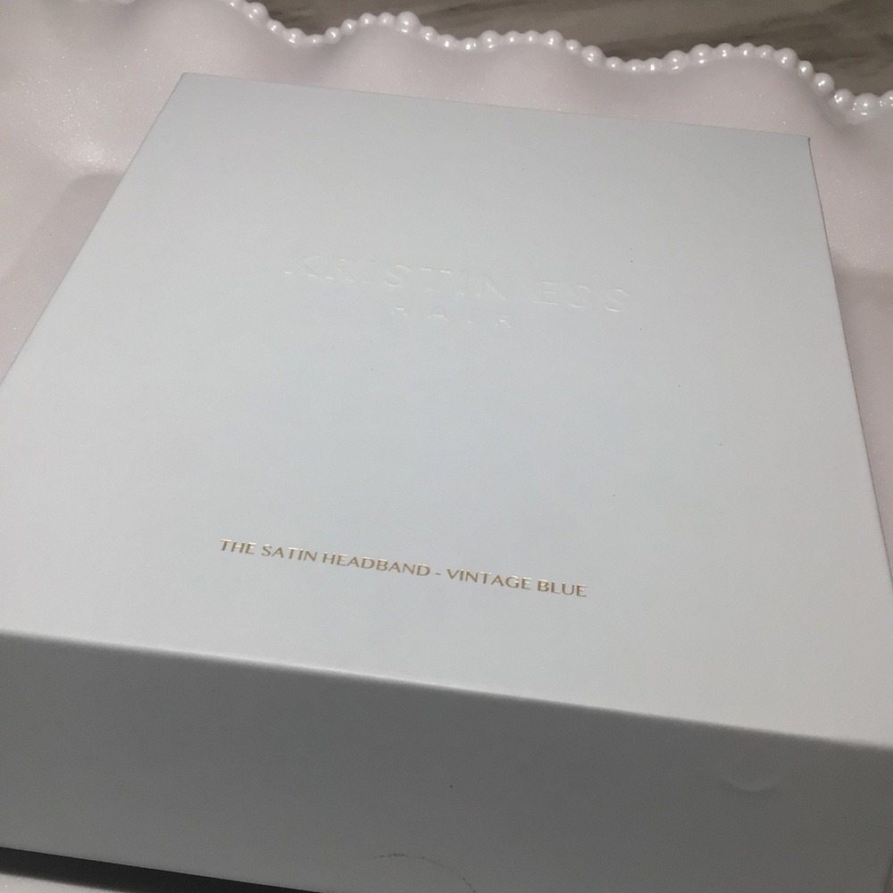 Kristin Ess Satin Headband Vintage Blue With Gift Box-something blue-old money - Picture 6 of 11